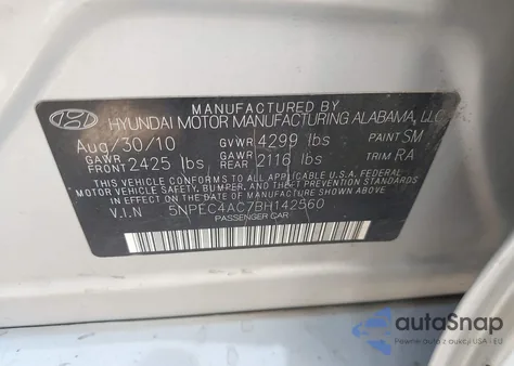2011 Hyundai Sonata Limited from USA, damaged, VIN 5NPEC4AC7BH142560
